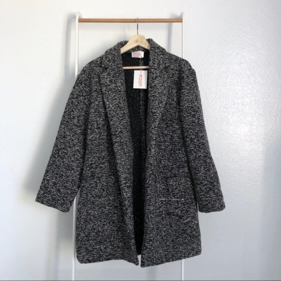NWT Nasty Gal Charcoal Oversized Wool Knit Coat - Picture 1 of 6